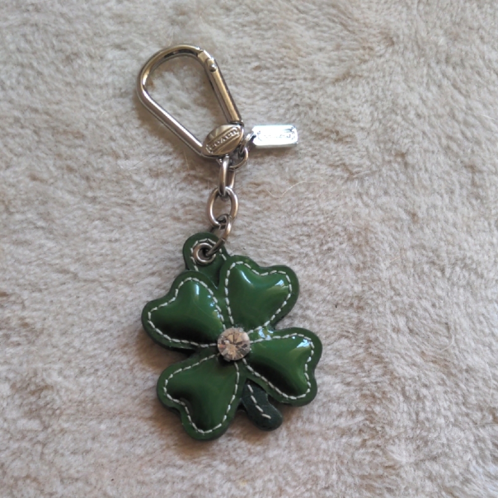 Coach Limited Edition Green Patent Clover Keychain